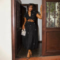 European and american cross-border women's fashion:  summer new arrival - elegant sweet v-neck drawstring polka dot cropped maxi dress