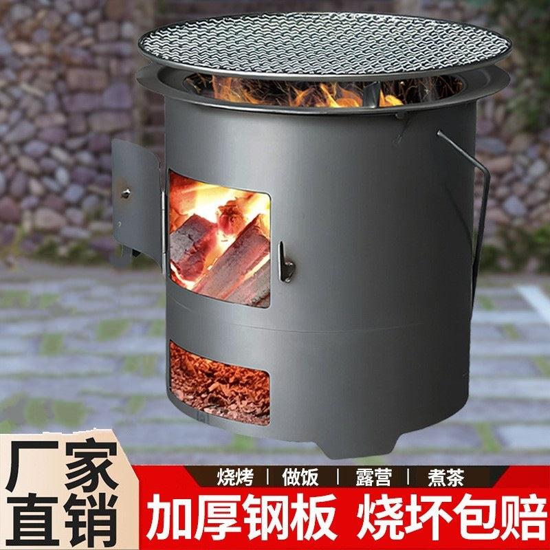 Household outdoor thickened stove stove for tea making and heating barbecue multi-functional wood stove carbon bucket charcoal stove