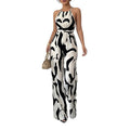 summer new women's clothing: cross-border european & american style, fashionable & elegant commute-friendly round neck printed sleeveless jumpsuit