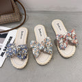 Women's sandals & slippers - 2024 summer new arrivals: floral print, bow accent, trendy korean style, versatile flat beach flip-flops