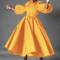 plus size women's clothing fashionlooseplus sizefashionpure color large skirt puff sleeve mid-length skirt african dress