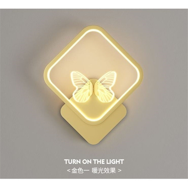Led modern casualaccessible luxury pastoral for home hotel engineering butterfly gold black wall lamp scandinavian background wall bedside