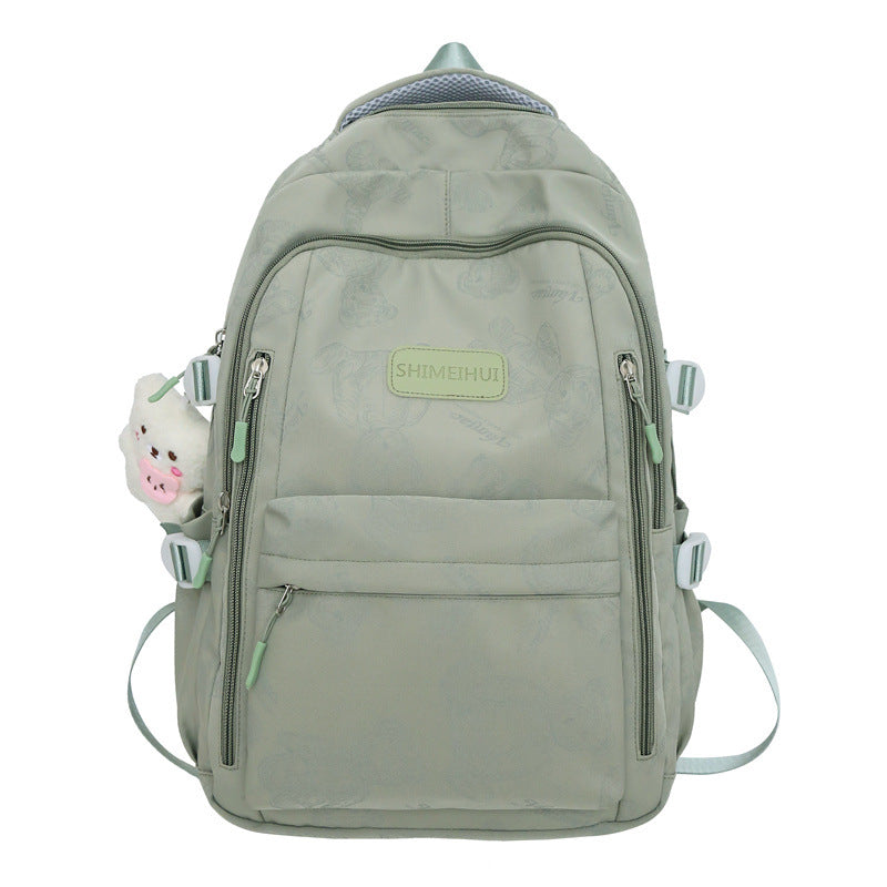 New high school and junior high school students large-capacity night reflective backpack travel backpack Japanese simple graffiti bear