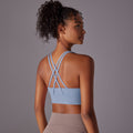 Fashion nude yoga vest women's cross back sports intimates bubble wrap push up seamless one-piece cup fitness bra