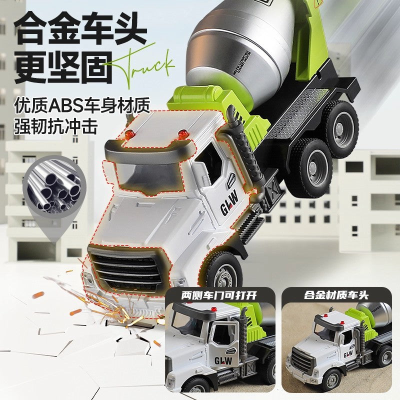 Kids' construction engineering toys - alloy dump truck, mixer truck, crane, excavator, log loader, and transporter - ages 3-6