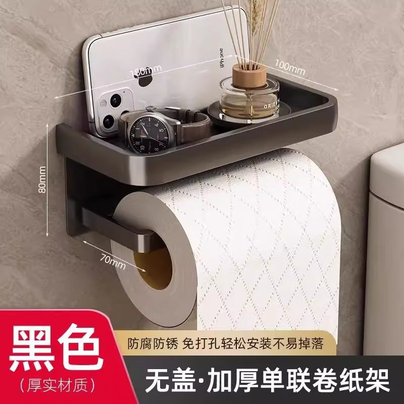 Bathroom tissue box roll paper holder bathroom tissue paper storage rack punch-free toilet paper box wall-mounted tissue holder collection