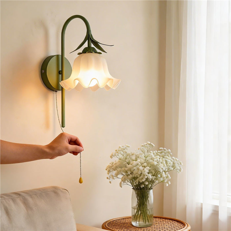 Rattan flower wall lamp nordic french cream lamp bright daily hook light aisle decorative wall lamp