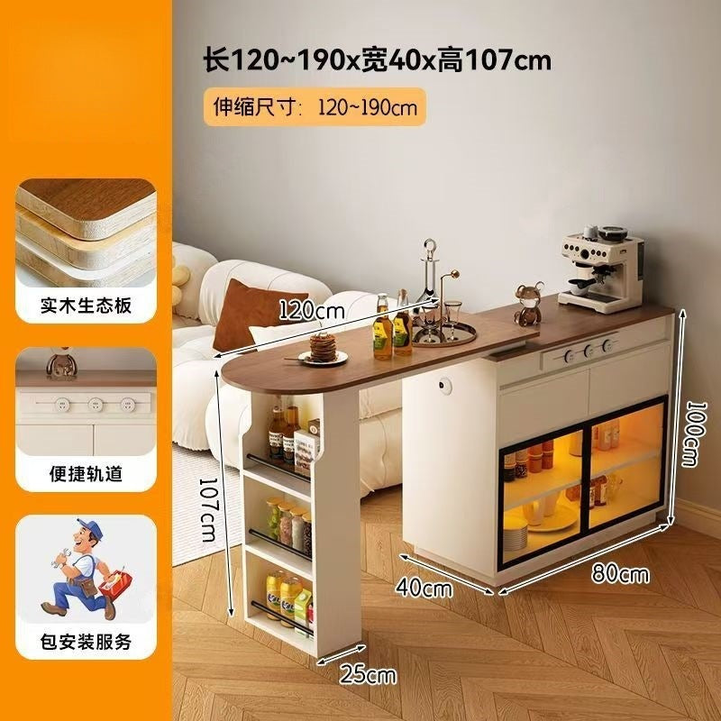 Solid wood sideboard bar all-in-one living room cream style partition cabinet wine cabinet medieval style wall storage storage low cabinet