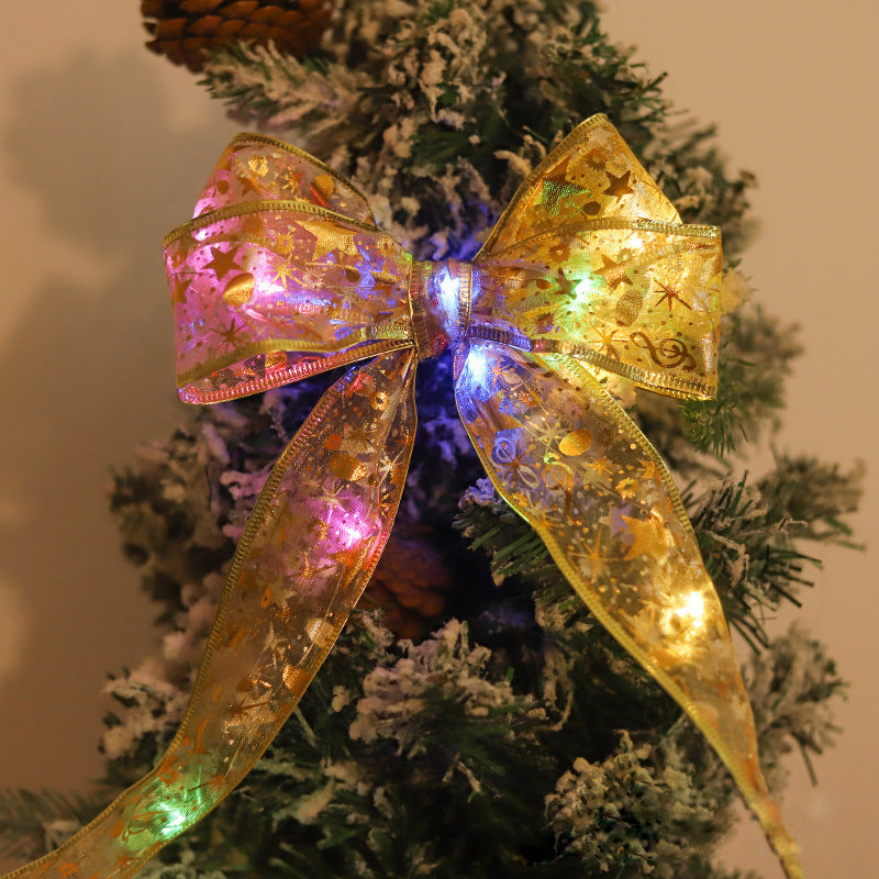 Christmas ribbon LED light string Christmas tree decorative light Satin light gift box decorative lights Ribbon copper wire light