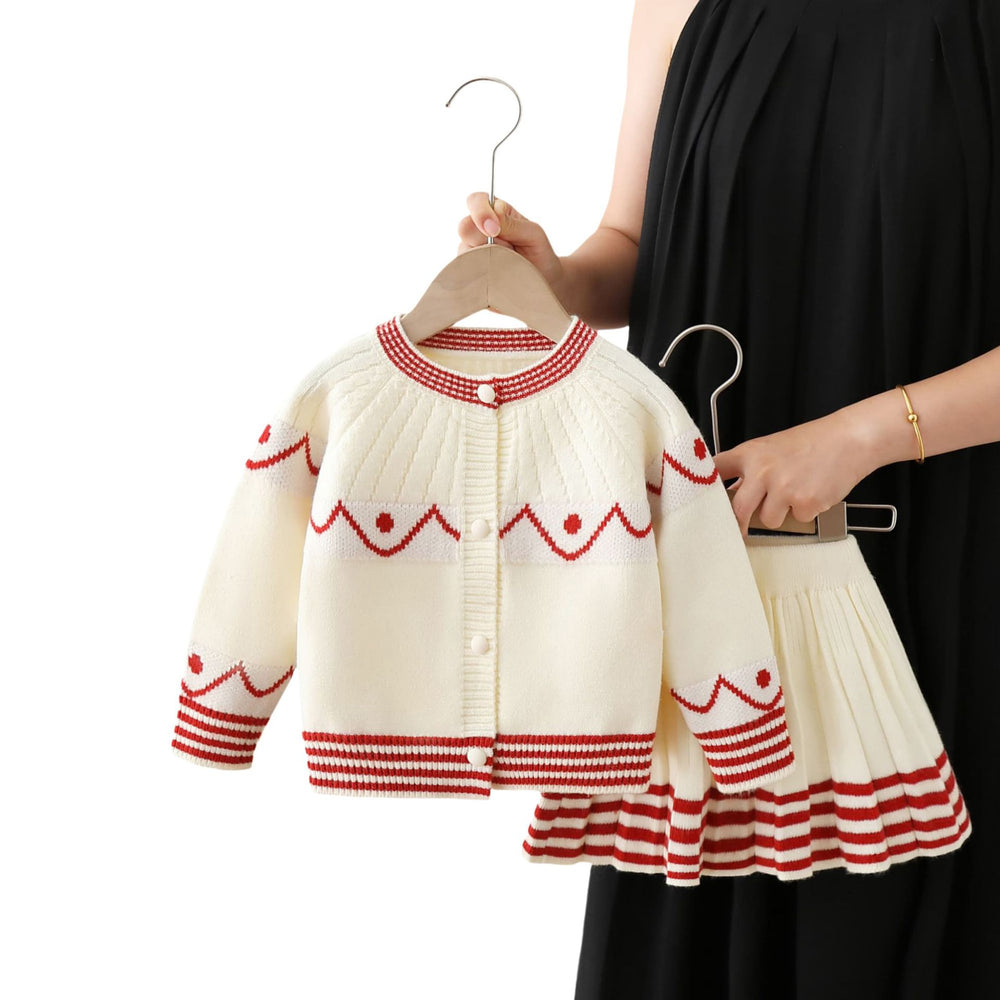 Girls' knitted sweater set - autumn  new collection: two-piece sweater dress for little girls