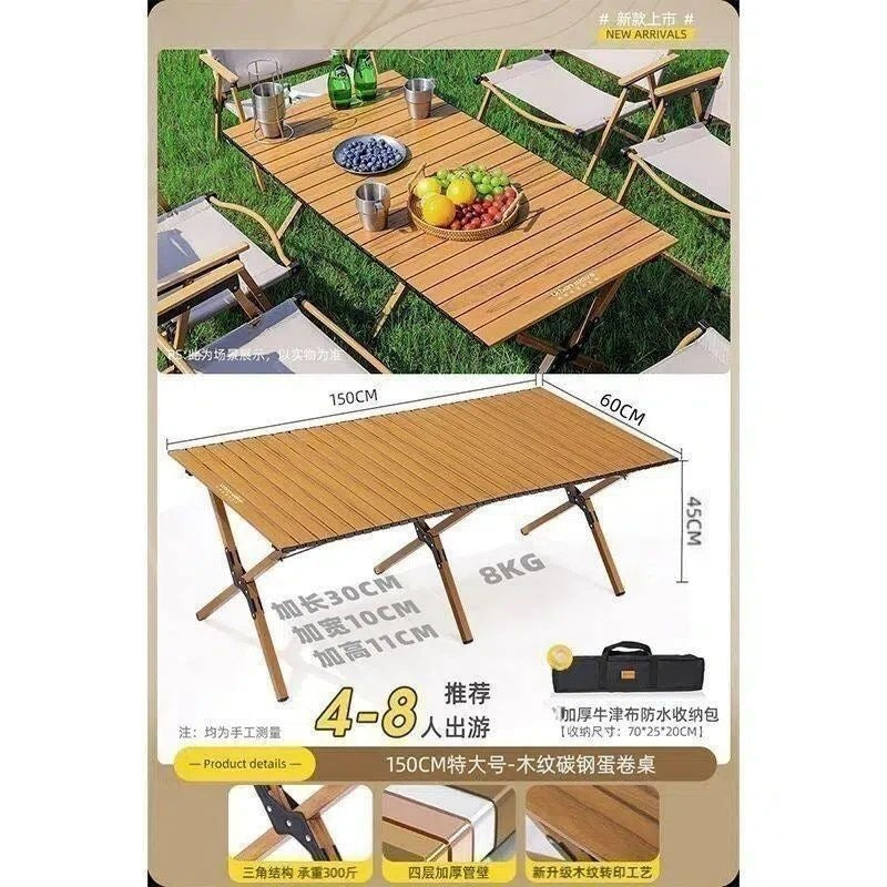 Camping table outdoor multi-functional foldable camping table and chair suit stall table portable plaid camping chair no