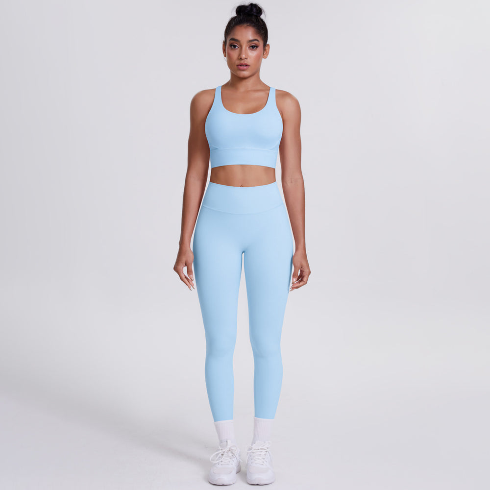 new brushed tight yoga wear cross-back sports bra suit cloud-like quick-drying running fitness wear