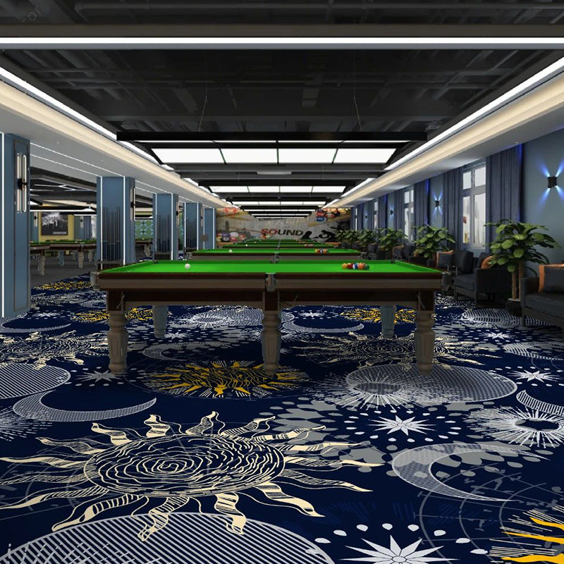 Custom billiard hall carpet - full coverage, printed design, large area, hotel & commercial billiard room nylon fire-retardant b1 carpet