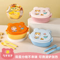 Baby outing food bowl kids portable lunch box plastic bowl spoon meal box set drop-proof with lid lunch box microwaveable