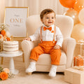 Handsome boyssummersuitwhitelong sleevesshirt suspenderspantstwo-piece setbaby boybirthday dress