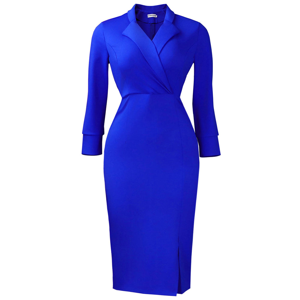 C8644 european and american cross-border  2020 autumn new arrival: elegant, bodycon, and figure-flattering african dress with suit collar and long sleeves