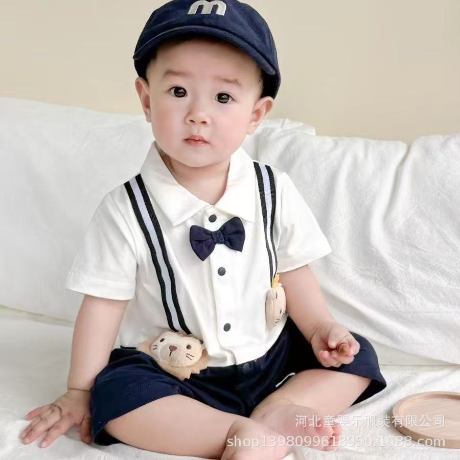 Summer romper baby short sleeve bodysuit outfit newborn going out clothes toddler boy summer clothing
