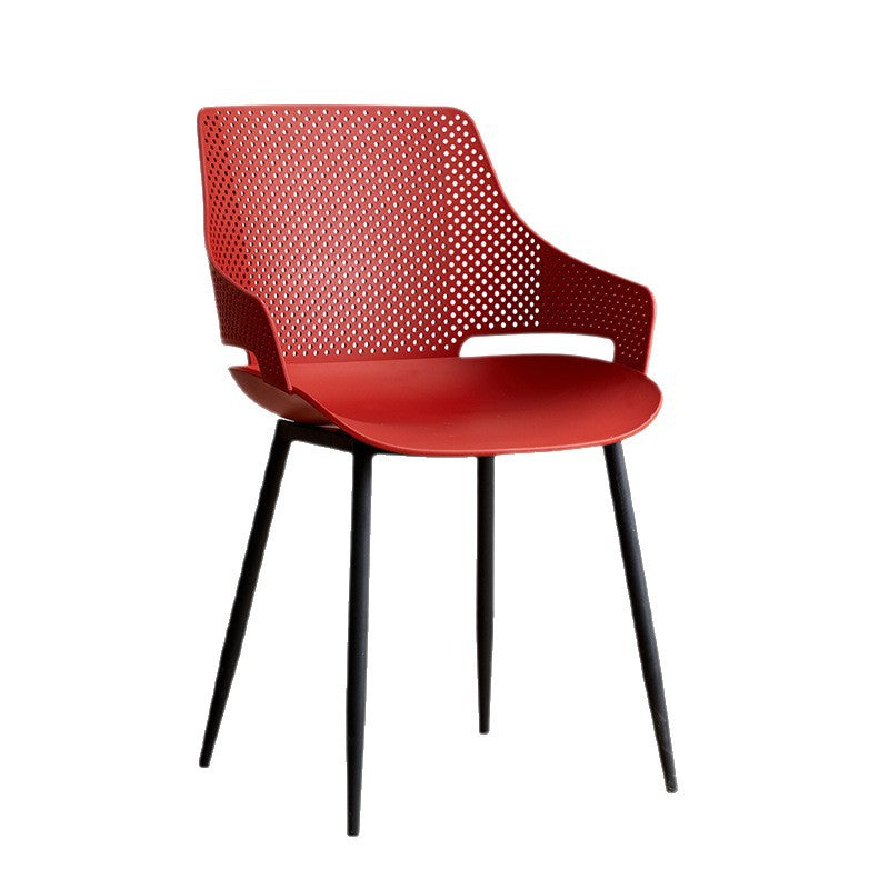 Nordic style iron and plastic backrest dining chair - suitable for dining room, outdoor, bedroom vanity, library, and casual seating