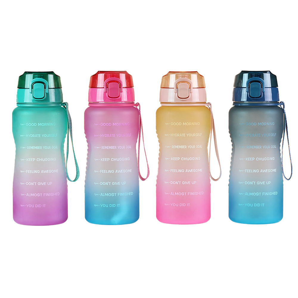 Jing le gym large capacity water bottle - outdoor sports big water cup - plastic portable handheld straw cup - premium style