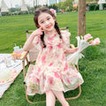 Girls' sweet princess style dress -  summer new arrival - kids' chic floral fairy baby mesh skirt