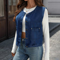Fashion cross-border export  independent station new arrival denim vest waistcoat fashion denim sleeveless vest for women