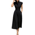 women's summer new arrivals:  cross-border fashion - european & american style, elegant solid color, cinched waist, flutter sleeve dress