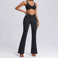 Fashion cross-border spring and summer yoga wear suit women's nude tight sportswear two-piece setcasual horn fitness wear