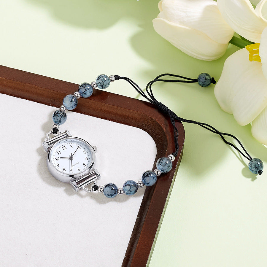 Xiaoxiangfeng braided watch girls bracelet watch nicheaccessible luxuryinschiceasiest for matchcamellia beaded watch