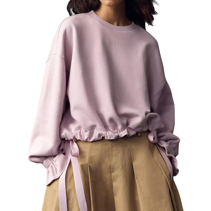 Amazon fashionlong sleevesshort sweatshirtstops women  spring new arrival round neck casualpullover shirt
