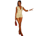 Fashion style insexportshort women's clothing slimming look sleeveless sexy pants suit street v neck polka dot fashiontwo-piece set