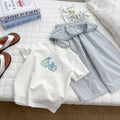 Korean style girls' cartoon embroidered short-sleeve t-shirt, kids' top,  summer versatile chic special embroidery top t