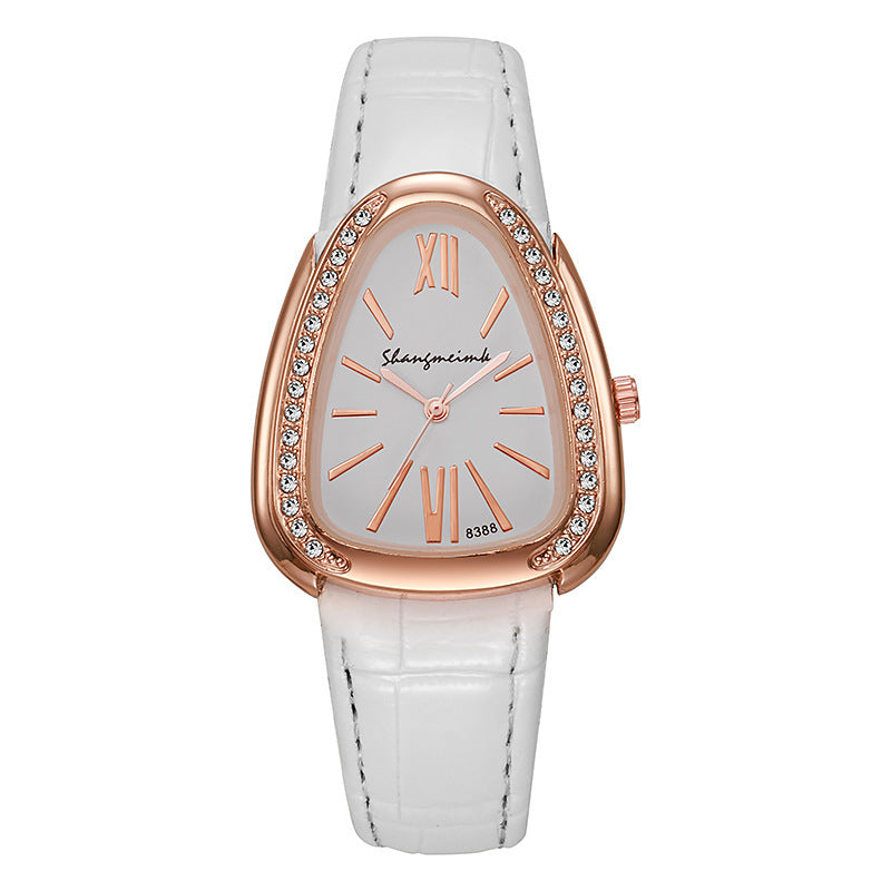 Shangmei cross-border new arrival small thin strap snake-shaped women's fashion watch student with diamond casualtrendy quartz watch