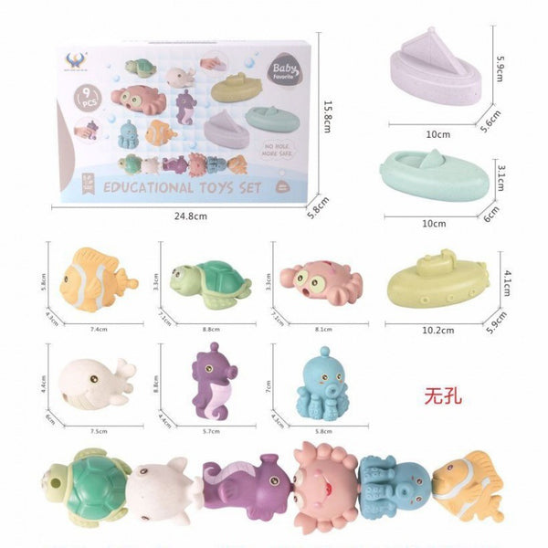 Cross-border export  early education whale baby bath toys children marine animals pinch and play in the water