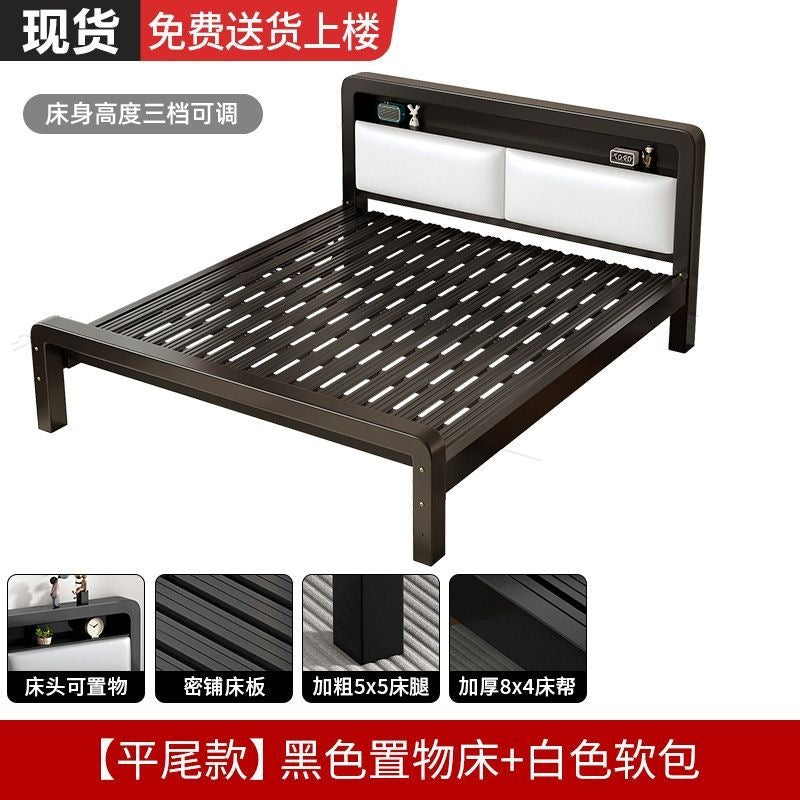 Extra thick iron frame bed carbon steel bed rental house assembled iron bed bold dormitory iron bed bedroom simple bed big sale