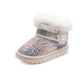Girls' sequin princess snow boots - new  winter collection - fleece-lined, extra thick, warm cotton shoes - kids' ankle boots for mid-to-large children