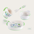 Bao hui baby tableware set: includes bowl, spoon, fork, divided plate, bowl, cup, fork, and spoon – complete feeding set