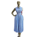 European and american cross-border women's fashion:  summer new arrivals - stylish and minimalist turn-down collar sleeveless tie-waist pleated striped dress