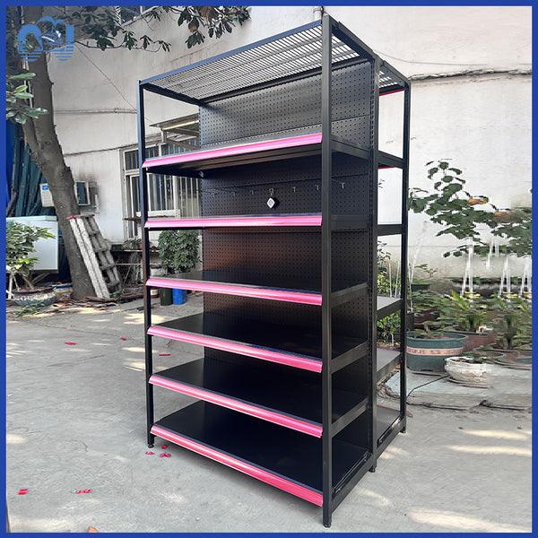 South East Asia hole board supermarket shelf four columns single and double-sided display rack Zhongdao convenience store supermarket shelf customization