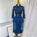 foreign trade autumnew arrivalshirt denim skirt women's retro h-shaped waist micro-elastic denim dress