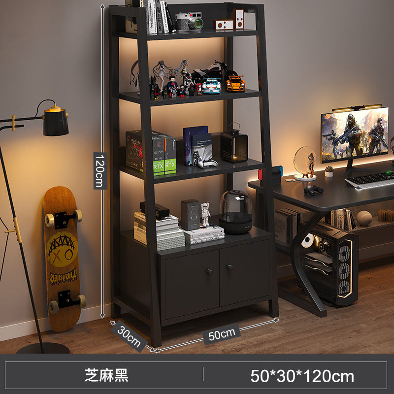 Shelf Floor-to-ceiling storage shelf Multi-layer bookshelf E-sports room Computer table Locker Wrought iron trapezoidal display shelf