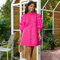 Am220943 commuting small stand-up collar cardigan style dress casualcommuting pleated sleeve shorttopsdresses