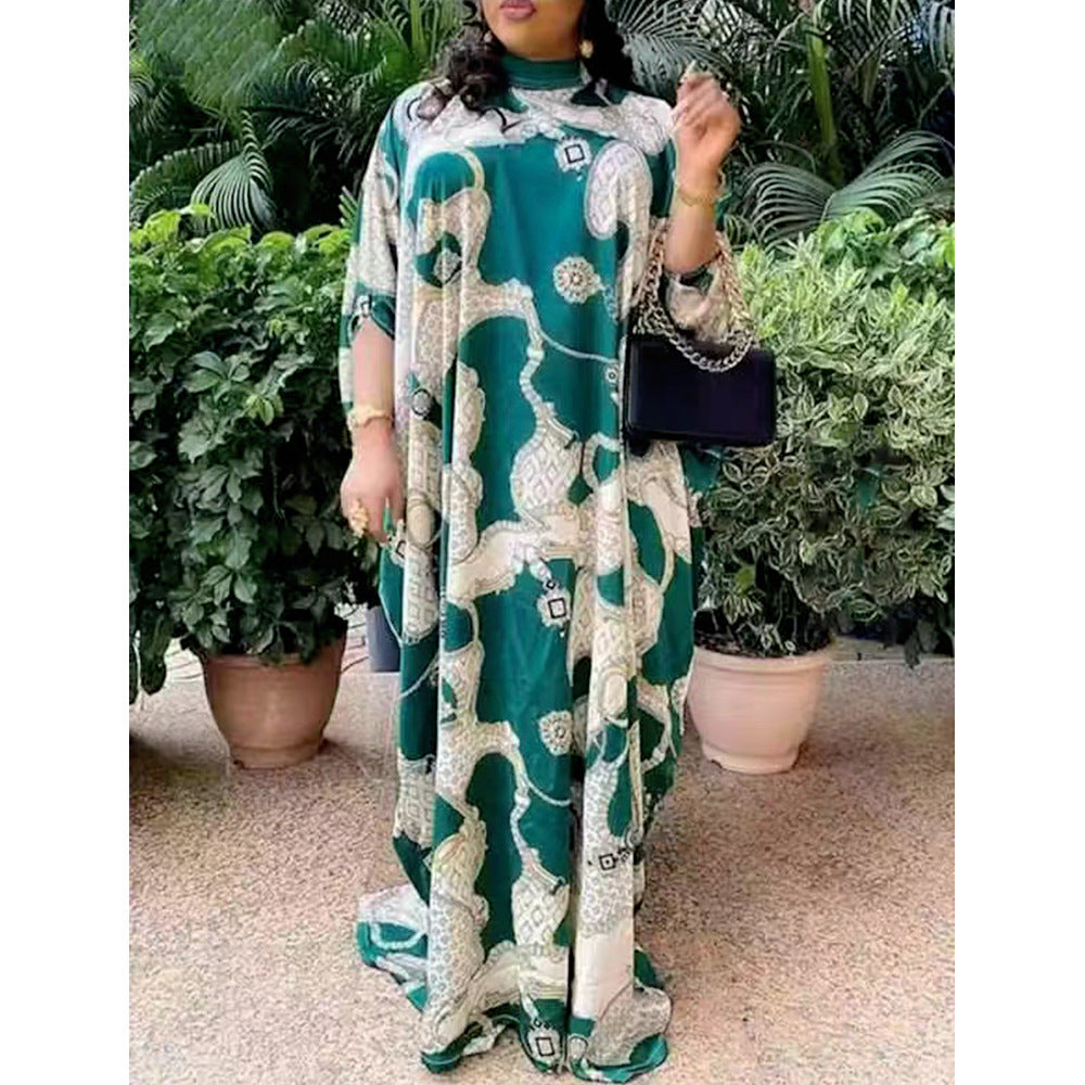 Fashion cross-border foreign trade africa  plus sizedress women's new summer chiffon printing long skirt