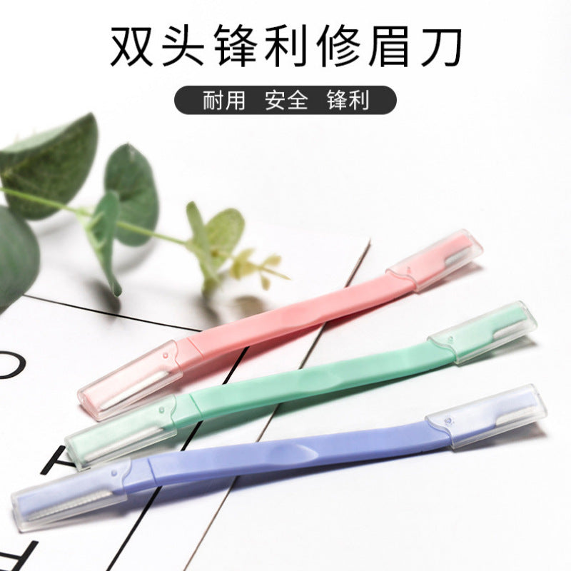 Portable double-head eyebrow razor - women's safe micro-blading eyebrow shaper - stainless steel blades - beauty tool wholesale