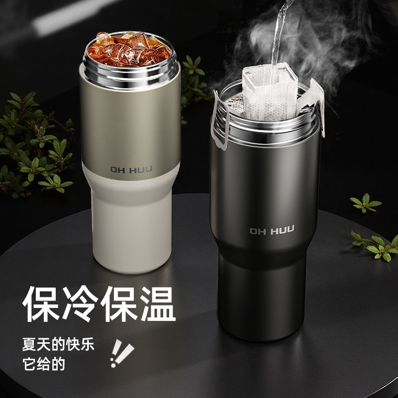 316 big mac thermos cup large capacity water cup cold ice cup stainless steel liner double drinking straw cup personalized