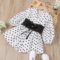 new children's clothing, european and american style, girl's polka dot v-neck petticoat + elastic denim tie two-piece set