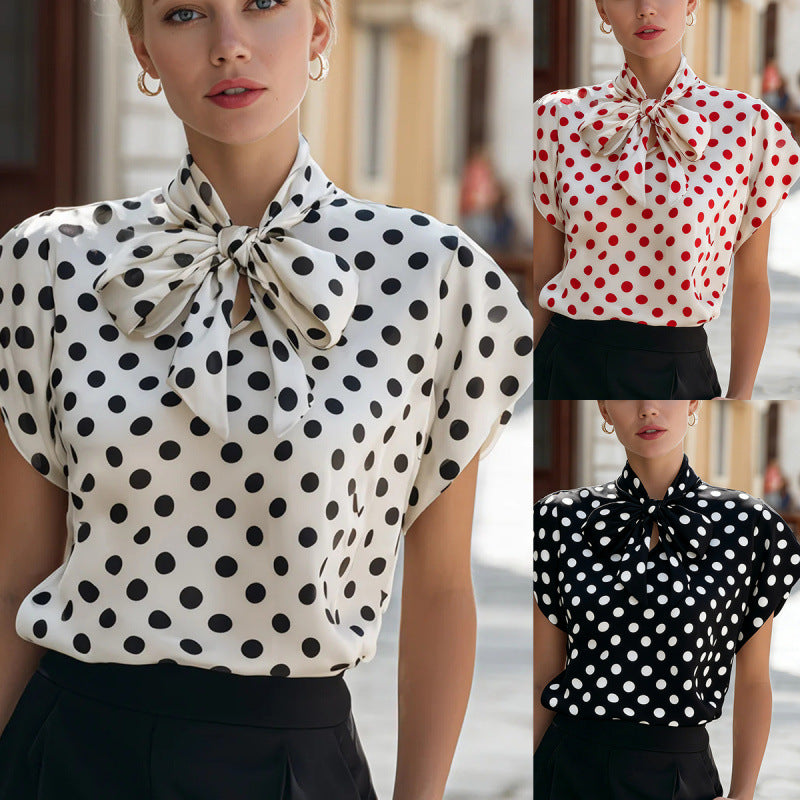 Shipped: new bow-tie collar elegant commute versatile blouse for women - perfect for us & european independent stores