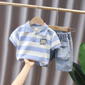 Boys' summer outfit:  new cartoon print short-sleeve two-piece fashion set for kids