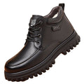 Genuine leather wool-lined thickened leather shoes soft sole winter men's high-top casual dad shoes warm anti-slip snow cotton shoes