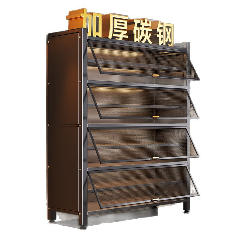 Steel shoe cabinet for home, entryway, and hallway - large capacity, floor-standing, dustproof, multi-functional storage shoe rack