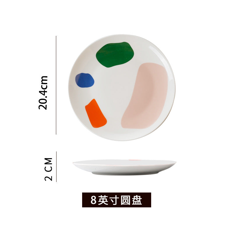 Ins scandinaviancasual style grids geometric fragments creative design color block paint tray stylish color ceramic tray